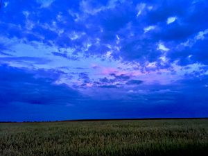 Preview wallpaper field, sky, clouds, evening