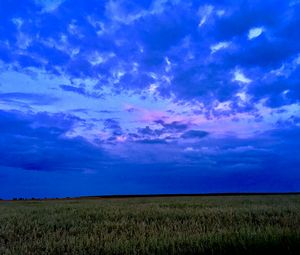 Preview wallpaper field, sky, clouds, evening