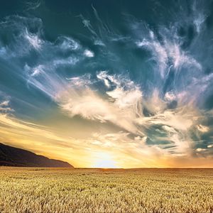 Preview wallpaper field, sky, clouds, light, landscape, nature