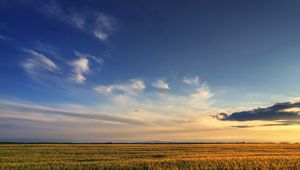 Preview wallpaper field, sky, clouds, decline, expanse