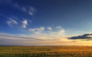 Preview wallpaper field, sky, clouds, decline, expanse