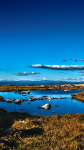 Preview wallpaper field, sky, puddle