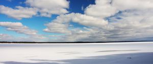 Preview wallpaper field, snow, clouds, winter, white, nature