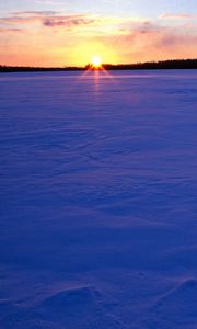 Preview wallpaper field, snow, evening, decline