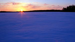 Preview wallpaper field, snow, evening, decline