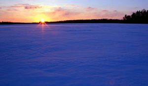 Preview wallpaper field, snow, evening, decline