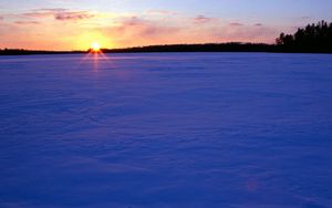 Preview wallpaper field, snow, evening, decline