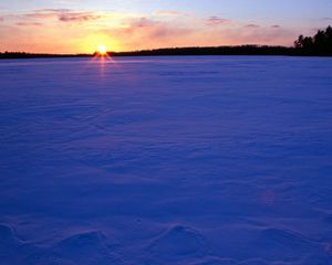 Preview wallpaper field, snow, evening, decline