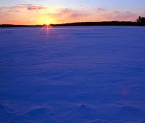 Preview wallpaper field, snow, evening, decline