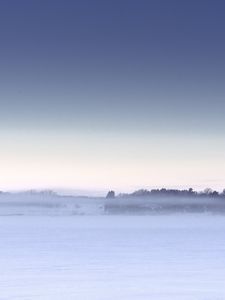 Preview wallpaper field, snow, fog, winter, landscape, white
