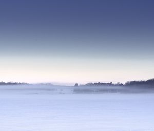 Preview wallpaper field, snow, fog, winter, landscape, white