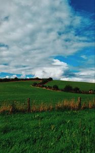 Preview wallpaper field, summer, grass, sky, clouds