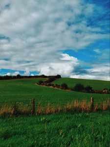 Preview wallpaper field, summer, grass, sky, clouds