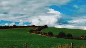 Preview wallpaper field, summer, grass, sky, clouds
