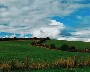 Preview wallpaper field, summer, grass, sky, clouds