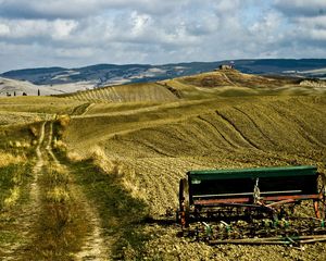 Preview wallpaper fields, plow, road, economy