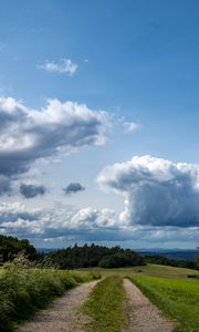 Preview wallpaper fields, trees, bushes, clouds, sky, landscape