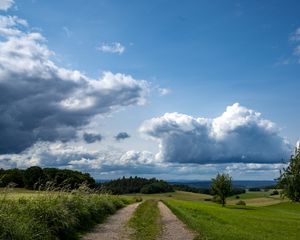 Preview wallpaper fields, trees, bushes, clouds, sky, landscape