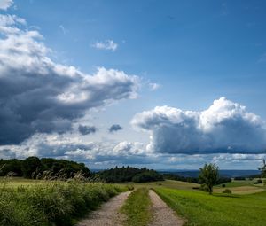 Preview wallpaper fields, trees, bushes, clouds, sky, landscape