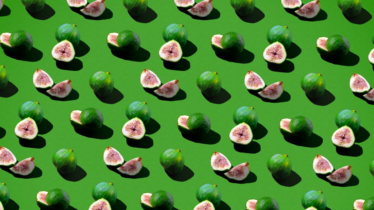 Wallpaper fig, fruit, berry, slice, pattern, green