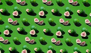 Preview wallpaper fig, fruit, berry, slice, pattern, green