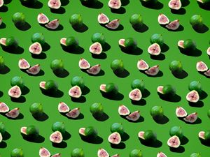 Preview wallpaper fig, fruit, berry, slice, pattern, green