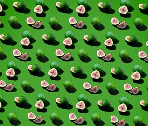 Preview wallpaper fig, fruit, berry, slice, pattern, green
