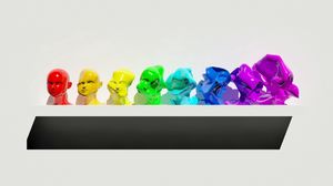 Preview wallpaper figure, diversity, multi-colored, shelf, figurines
