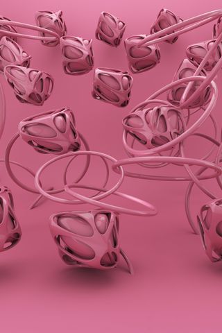 320x480 Wallpaper figures, rings, volume, 3d, purple