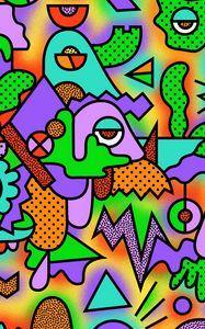 Preview wallpaper figurines, colorful, drawing, acid