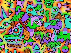 Preview wallpaper figurines, colorful, drawing, acid