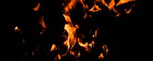 Preview wallpaper fire, bonfire, dark, flame, black