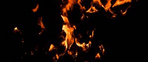 Preview wallpaper fire, bonfire, dark, flame, black