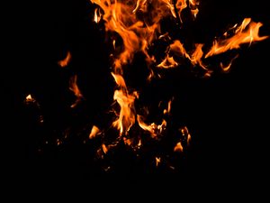 Preview wallpaper fire, bonfire, dark, flame, black