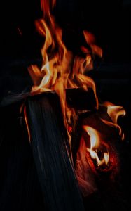 Preview wallpaper fire, bonfire, firewood, flame, dark