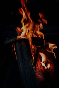 Preview wallpaper fire, bonfire, firewood, flame, dark