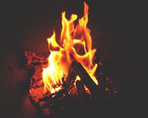 Preview wallpaper fire, bonfire, firewood, dark