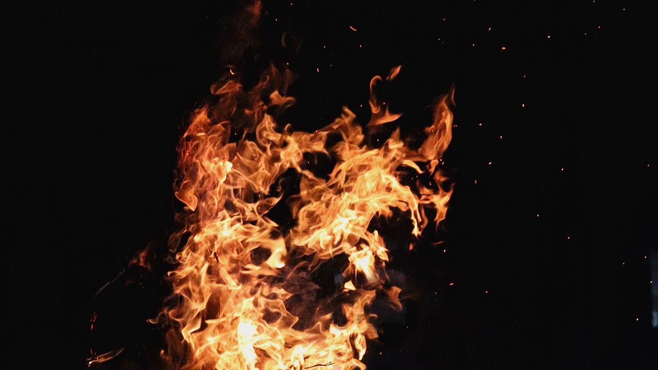 Wallpaper fire, bonfire, flame, dark background
