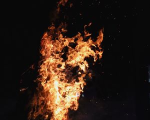 Preview wallpaper fire, bonfire, flame, dark background