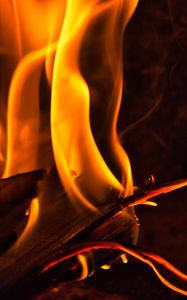 Preview wallpaper fire, bonfire, flame, dark, firewood, burning