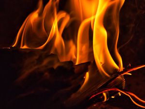 Preview wallpaper fire, bonfire, flame, dark, firewood, burning