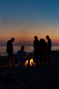 Preview wallpaper fire, camping, silhouettes, rest, beach