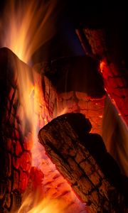 Preview wallpaper fire, firewood, embers, burn, flame