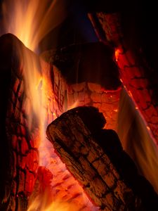 Preview wallpaper fire, firewood, embers, burn, flame