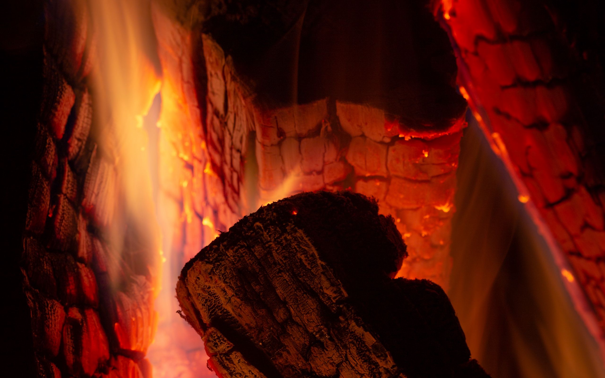 Download wallpaper 2560x1600 fire, firewood, embers, burn, flame