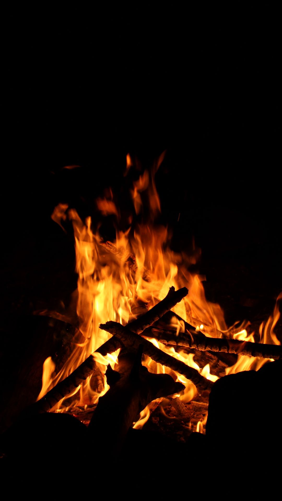 Download wallpaper 1080x1920 fire, firewood, flame, bonfire, night ...