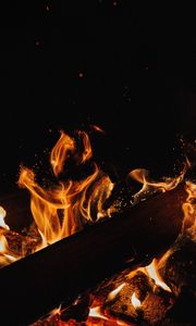 Preview wallpaper fire, flame, bonfire, sparks, firewood