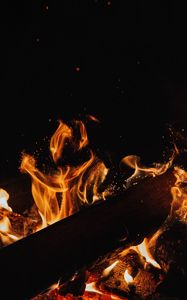 Preview wallpaper fire, flame, bonfire, sparks, firewood