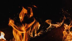 Preview wallpaper fire, flame, bonfire, sparks, firewood
