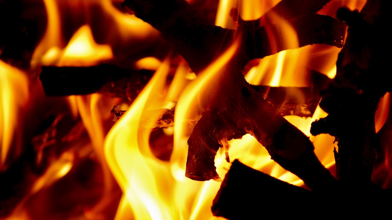 Wallpaper fire, flame, bonfire, logs
